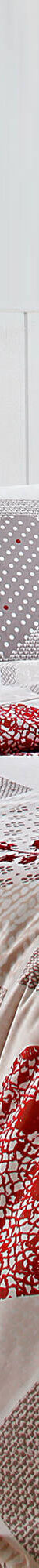 Linge de lit Lovely en coton imprimé coeurs (taupe / rouge) Linge de lit Lovely en coton imprimé coeurs (taupe / rouge)